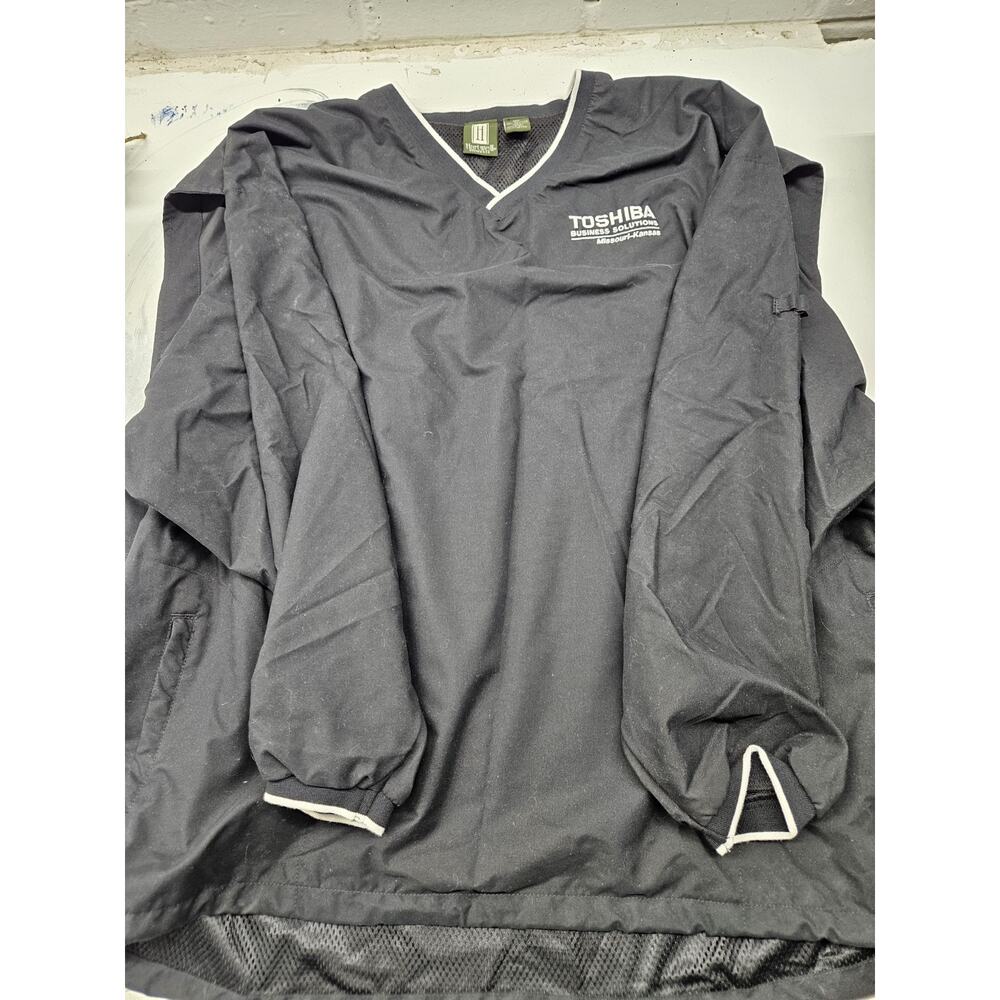 Vintage Toshiba Black Netted Windbreaker Coat Size XL